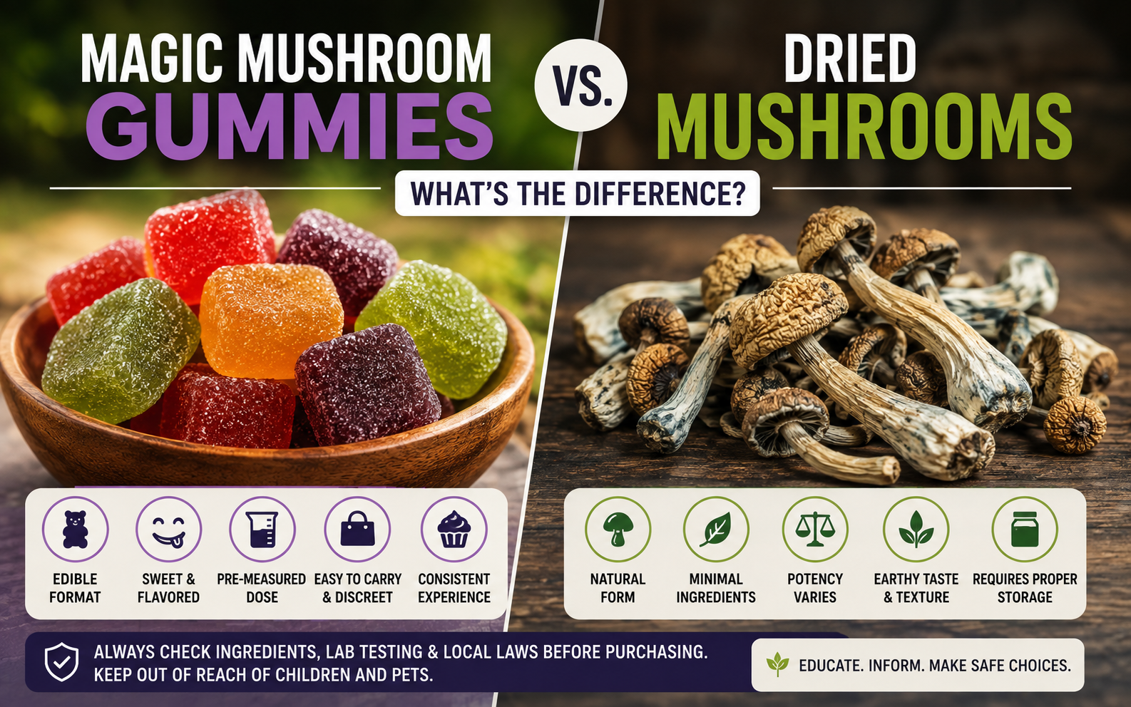 Magic Mushroom Gummies vs Dried Mushrooms